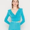 Nly By Nelly COWL NECK CROP - Bluse - Turquoise, Damen -Nly by Nelly Verkaufsladen 0a84b6baec6c46a3bc556c75c224d104