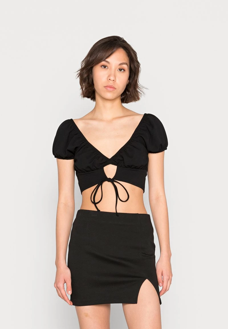 Nly By Nelly FRONT TIE - T-Shirt Basic - Black, Damen 3 Nly By Nelly FRONT TIE - T-Shirt Basic - Black, Damen