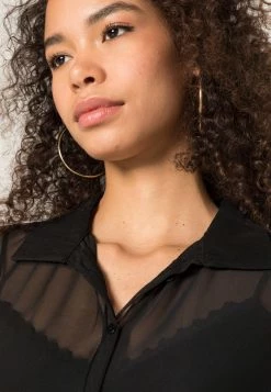 Nly By Nelly COLLAR - Hemdbluse - Black, Damen -Nly by Nelly Verkaufsladen 251ff21bdfe9459ba20e7e1fb24a403c