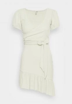 Nly By Nelly WRAP FRILL DRESS - Jerseykleid - Green, Damen -Nly by Nelly Verkaufsladen 2ba022ade4314230b072890f7f9d8f12