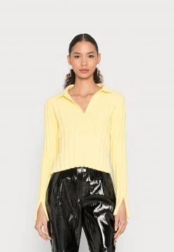 Nly By Nelly RIB COLLAR - Strickpullover - Yellow, Damen