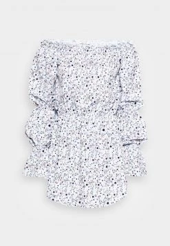 Nly By Nelly BARE SHOULDER PRINT DRESS - Freizeitkleid - Blue Flowers, Damen -Nly by Nelly Verkaufsladen 31188634c24249de9dab464bde11c3c1