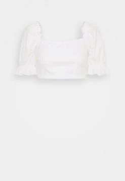 Nly By Nelly EMBROIDERED CROPPED - Bluse - White, Damen -Nly by Nelly Verkaufsladen 314d99a4a16643e9bc18b03fc3402c73