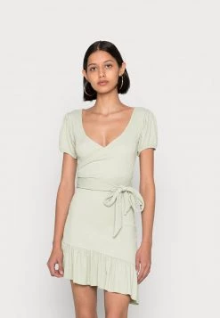 Nly By Nelly WRAP FRILL DRESS - Jerseykleid - Green, Damen