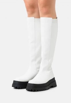 Nly By Nelly UNDER KNEE CHELSEA BOOT - Plateaustiefel - White, Damen