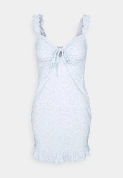 Nly By Nelly DRAWSTRING FRILL DRESS - Etuikleid - Blue/white, Damen