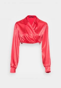 Nly By Nelly WRAP BLOUSE - Langarmshirt - Red, Damen -Nly by Nelly Verkaufsladen 4696fd64fd1c42bbbd704dc32f14c8cc
