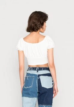 Nly By Nelly FRONT TIE - T-Shirt Basic - White, Damen -Nly by Nelly Verkaufsladen 5763b51a32294df594414600f4ba4ab8