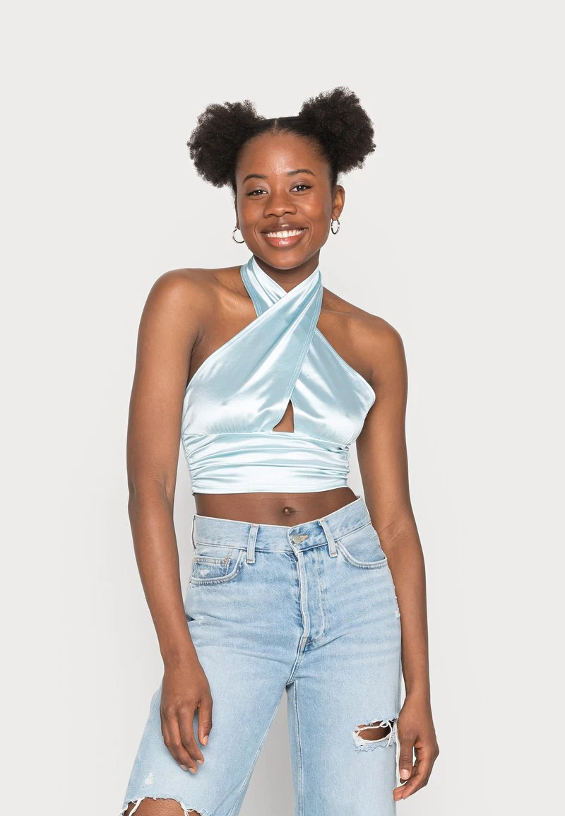 Nly By Nelly TWIST NECK - Top - Blue, Damen 3 Nly By Nelly TWIST NECK - Top - Blue, Damen