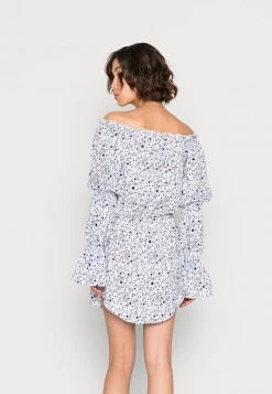 Nly By Nelly BARE SHOULDER PRINT DRESS - Freizeitkleid - Blue Flowers, Damen -Nly by Nelly Verkaufsladen 5cdd8e8aea814b348c7ec609a4969987