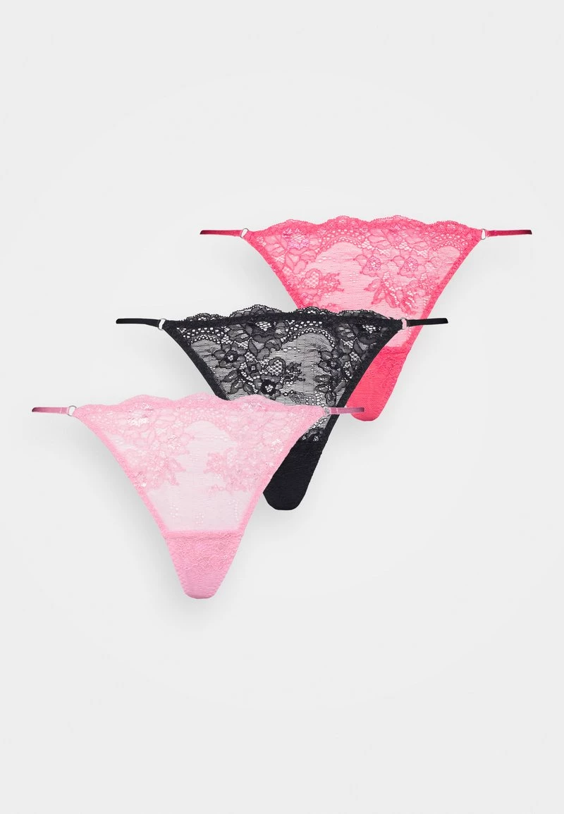 Nly By Nelly OUR MEMORIES THONG 3 PACK - String - Black/pink, Damen 3 Nly By Nelly OUR MEMORIES THONG 3 PACK - String - Black/pink, Damen