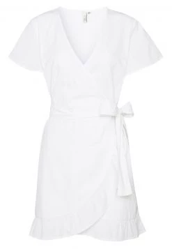 Nly By Nelly WRAPPED FRILL DRESS - Freizeitkleid - White, Damen -Nly by Nelly Verkaufsladen 6206cd33e51b4943ac1d62d53f8cf36a