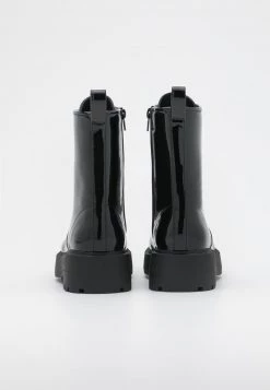 Nly By Nelly PERFECT LACED UP BOOT - Plateaustiefelette - Shiny Black, Damen -Nly by Nelly Verkaufsladen 63ad75050f5940d89e38ebc1ca40a7be