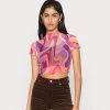 Nly By Nelly CROPPED - T-Shirt Print - Pink/orange, Damen -Nly by Nelly Verkaufsladen 680b6c7fbd904029b7c1fff8bcd39f51