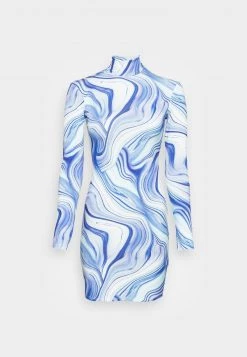 Nly By Nelly STRING BACK DRESS - Jerseykleid - Blue Swirl, Damen -Nly by Nelly Verkaufsladen 69de38279d06491aa4bee7c9e58e6108