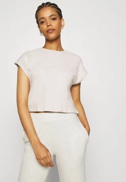 Nly By Nelly COZY TEE - Stoffhose - Beige Mélange, Damen -Nly by Nelly Verkaufsladen 69e5ace58f044bd3a42e2fead5b8a7d4