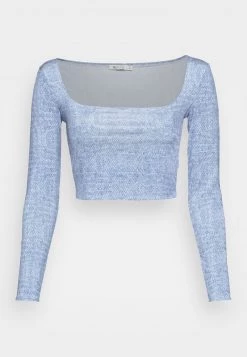 Nly By Nelly SQUARE NECK CROP TOP - Langarmshirt - Denim Print, Damen -Nly by Nelly Verkaufsladen 6c8244d4ebb747f5ae3ae27c257c0853