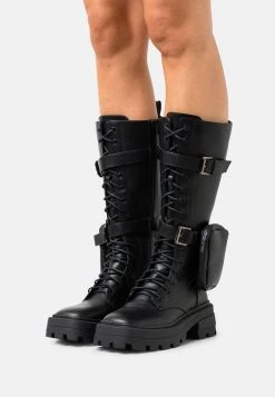 Nly By Nelly BAD TO THE BONE BOOTS - Schnürstiefel - Black, Damen