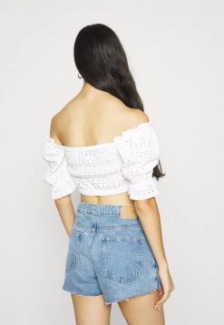 Nly By Nelly EMBROIDERED CROPPED - Bluse - White, Damen -Nly by Nelly Verkaufsladen 70fe01058f0d4b0aa5deef67a7c4da94