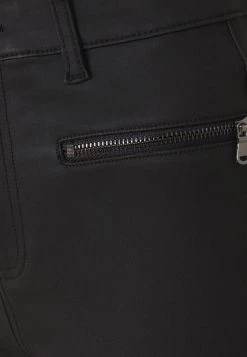 Nly By Nelly COATED ZIP PANTS - Stoffhose - Black, Damen -Nly by Nelly Verkaufsladen 74c6dc868e384e32ad111758737669ac