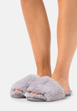 Nly By Nelly FLUFFY FLAT - Pantolette Flach - Grey, Damen