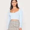 Nly By Nelly FLIRTY CABLE TOP - Strickpullover - Blue, Damen