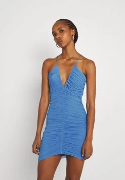 Nly By Nelly RUCHED FRONT DRESS - Cocktailkleid/festliches Kleid - Blue, Damen