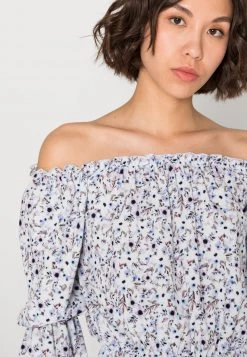 Nly By Nelly BARE SHOULDER PRINT DRESS - Freizeitkleid - Blue Flowers, Damen -Nly by Nelly Verkaufsladen 803cd27674354ee3bd37c3f0ec6f0b63