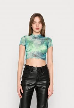 Nly By Nelly CROPPED - T-Shirt Print - Ocean Abstract, Damen