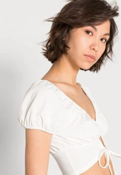 Nly By Nelly FRONT TIE - T-Shirt Basic - White, Damen -Nly by Nelly Verkaufsladen 8c33a75010d94cf3b3e4572683368754