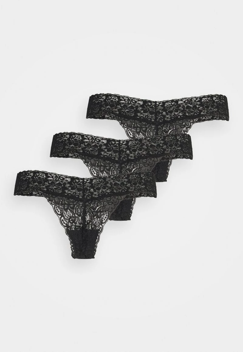 Nly By Nelly WHAT I LIKE THONG 3 PACK - String - Black, Damen 3 Nly By Nelly WHAT I LIKE THONG 3 PACK - String - Black, Damen