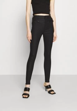 Nly By Nelly COATED ZIP PANTS - Stoffhose - Black, Damen