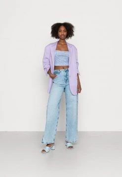 Nly By Nelly SQUARE NECK CROP TOP - Langarmshirt - Denim Print, Damen -Nly by Nelly Verkaufsladen a8d27e758acc4de1a52972e85c825e2c
