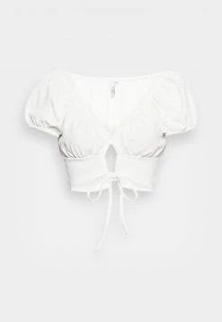 Nly By Nelly FRONT TIE - T-Shirt Basic - White, Damen -Nly by Nelly Verkaufsladen a993cf4c0d174834b416736d59917320