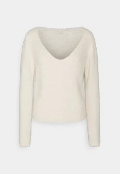 Nly By Nelly DEEP V-NECK FUZZY - Strickpullover - Offwhite, Damen -Nly by Nelly Verkaufsladen ab46919a15b94047ae69e08a9a832c3e