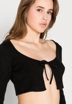 Nly By Nelly ENJOY CROPPED CARDIGAN - Strickjacke - Black, Damen -Nly by Nelly Verkaufsladen ac0696ce22544c228f533eff6aa0a8c4