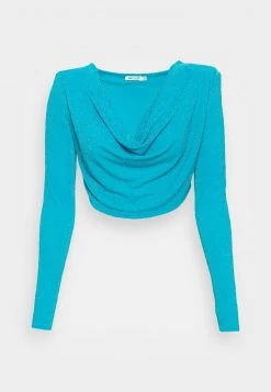 Nly By Nelly COWL NECK CROP - Bluse - Turquoise, Damen -Nly by Nelly Verkaufsladen ac346629cc4e473d94f2dae4f2965c51
