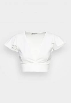 Nly By Nelly FRILL SLEEVE - T-Shirt Basic - White, Damen -Nly by Nelly Verkaufsladen af3a4231a14c40718caab1b37db7a6cd