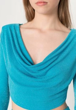 Nly By Nelly COWL NECK CROP - Bluse - Turquoise, Damen -Nly by Nelly Verkaufsladen b487ed79b96b4070a2e2f03dd09027a0