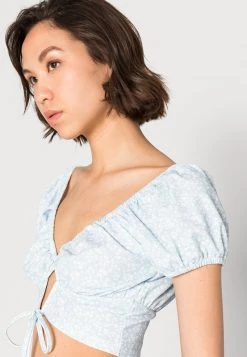 Nly By Nelly FRONT TIE PRINTED - Bluse - Blue Print, Damen -Nly by Nelly Verkaufsladen b7b5be0b54cb42d3b33a525322d5b1c1