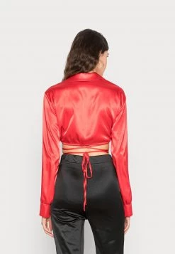 Nly By Nelly WRAP BLOUSE - Langarmshirt - Red, Damen -Nly by Nelly Verkaufsladen bbe756da3ca744108f12fabae00b8e20