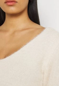 Nly By Nelly DEEP V-NECK FUZZY - Strickpullover - Offwhite, Damen -Nly by Nelly Verkaufsladen bbf0f15d605d45149a287f0628926bc8