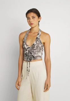 Nly By Nelly HALTERNECK DRAWSTRING - Top - Brown, Damen