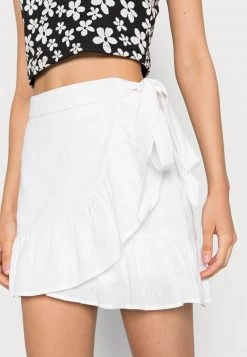 Nly By Nelly WRAP FRILL SKIRT - Minirock - White, Damen -Nly by Nelly Verkaufsladen bf605d44ed764148be8018f4ba012c07