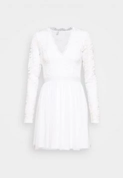 Nly By Nelly SCALLOPED DRESS - Cocktailkleid/festliches Kleid - White, Damen -Nly by Nelly Verkaufsladen bf967d97cf09400899bc27e44cc510c6