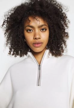 Nly By Nelly CONTRAST ZIP SWEATER - Sweatshirt - White, Damen -Nly by Nelly Verkaufsladen c39c87fd221642d5bd788e94815fc5dc