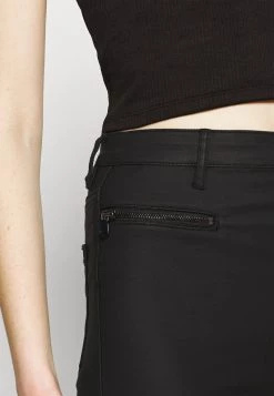 Nly By Nelly COATED ZIP PANTS - Stoffhose - Black, Damen -Nly by Nelly Verkaufsladen c9f1b20e3e114a2bb2dceb539398f86b