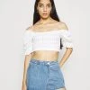 Nly By Nelly EMBROIDERED CROPPED - Bluse - White, Damen -Nly by Nelly Verkaufsladen d14cbfcf83b34614a8ce1f08f1b5a890