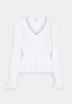 Nly By Nelly TIE DETAILED BLOUSE - Bluse - White, Damen -Nly by Nelly Verkaufsladen d43ac7b1aa92408a9613c2139d8e000e
