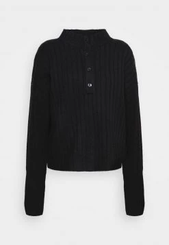 Nly By Nelly BUTTON DETAILED - Strickpullover - Black, Damen -Nly by Nelly Verkaufsladen dd2a4c159cc1478fa18f70a465aef41f